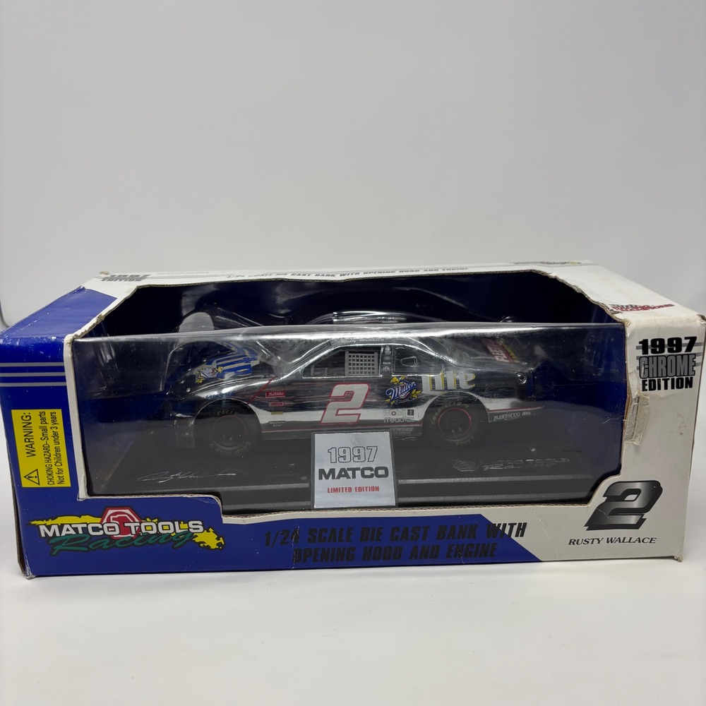 Rusty Wallace #2 1997 Miller Lite Chrome Matco Tools 1:24 Diecast Bank